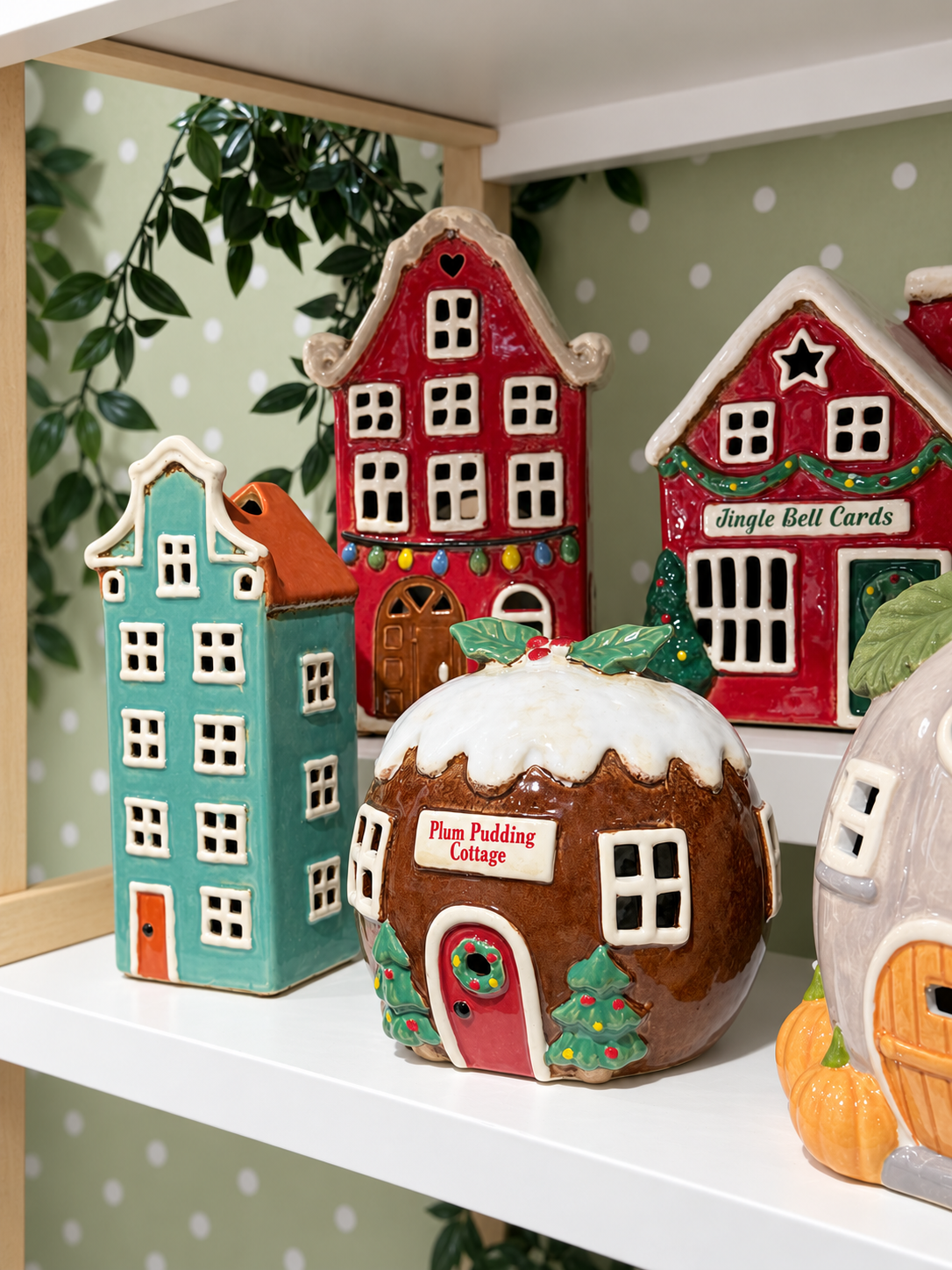 Christmas Plum Pudding Ceramic Candle Holder