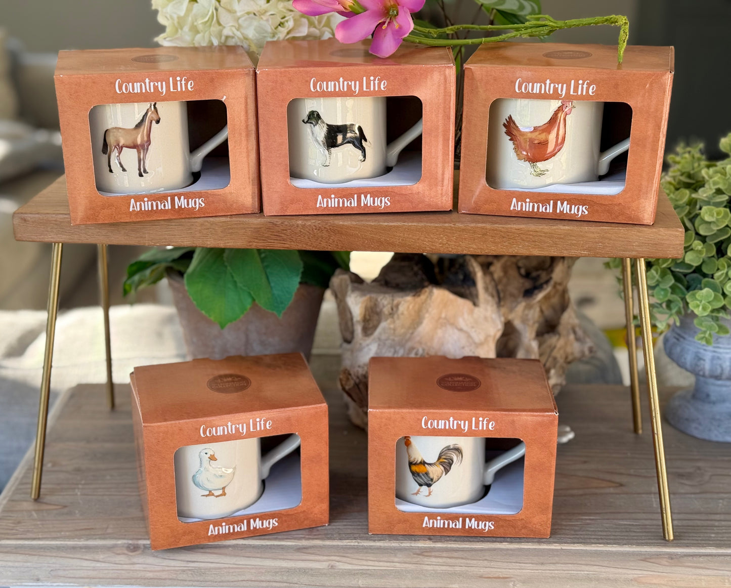 Stoneware Embossed Mug - Horse, Hen, Cockerel, Duck, Dog