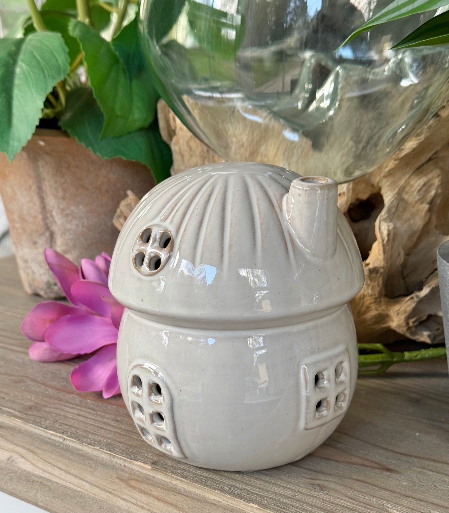 White Porcelain Mushroom LED House
