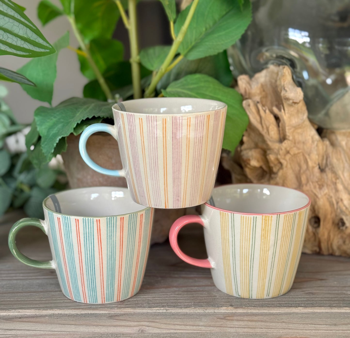 Ella Stipey Stoneware Mugs 12.5cm - 3 Colour Options Available