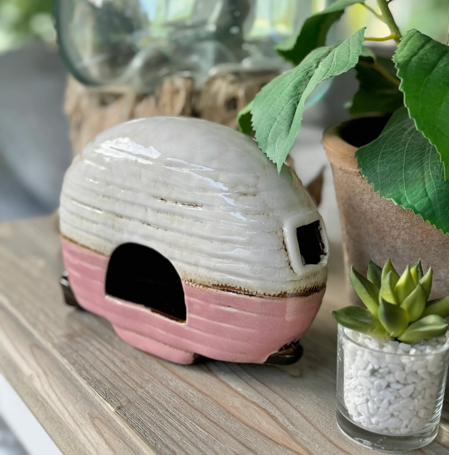 Pink Caravan Bunting Tealight Candle Holder