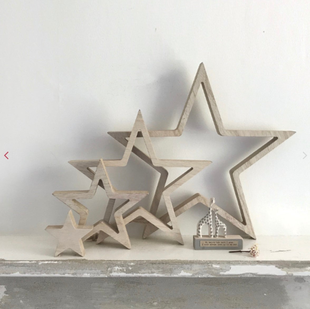 East of India Natural Wooden Stars. Set of 4