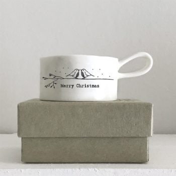 East of India Handled tea light holder - "Merry Christmas"