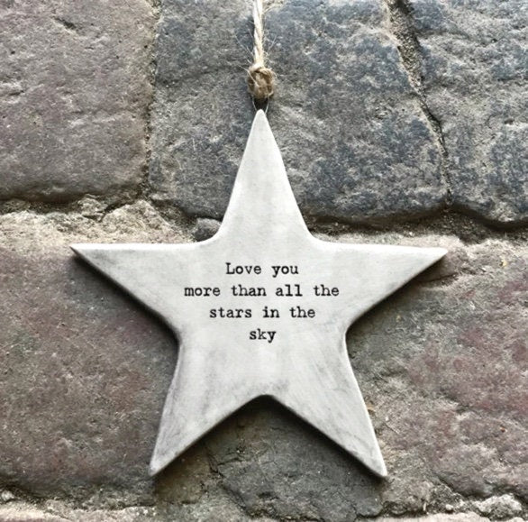 East Of India Rustic hanging star - Love You