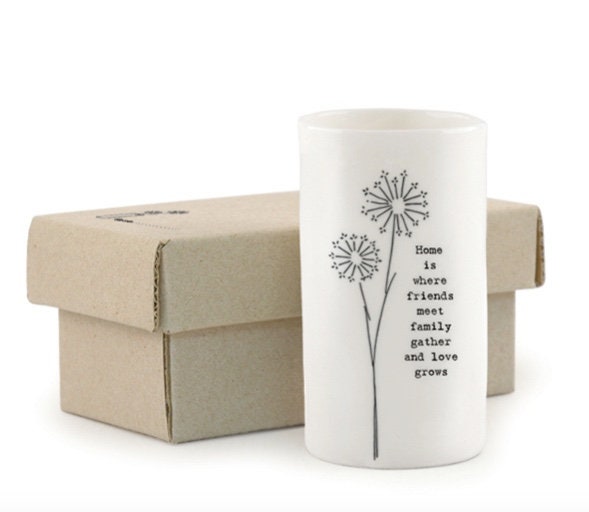 East of India Porcelain Vase - Home where friends meet