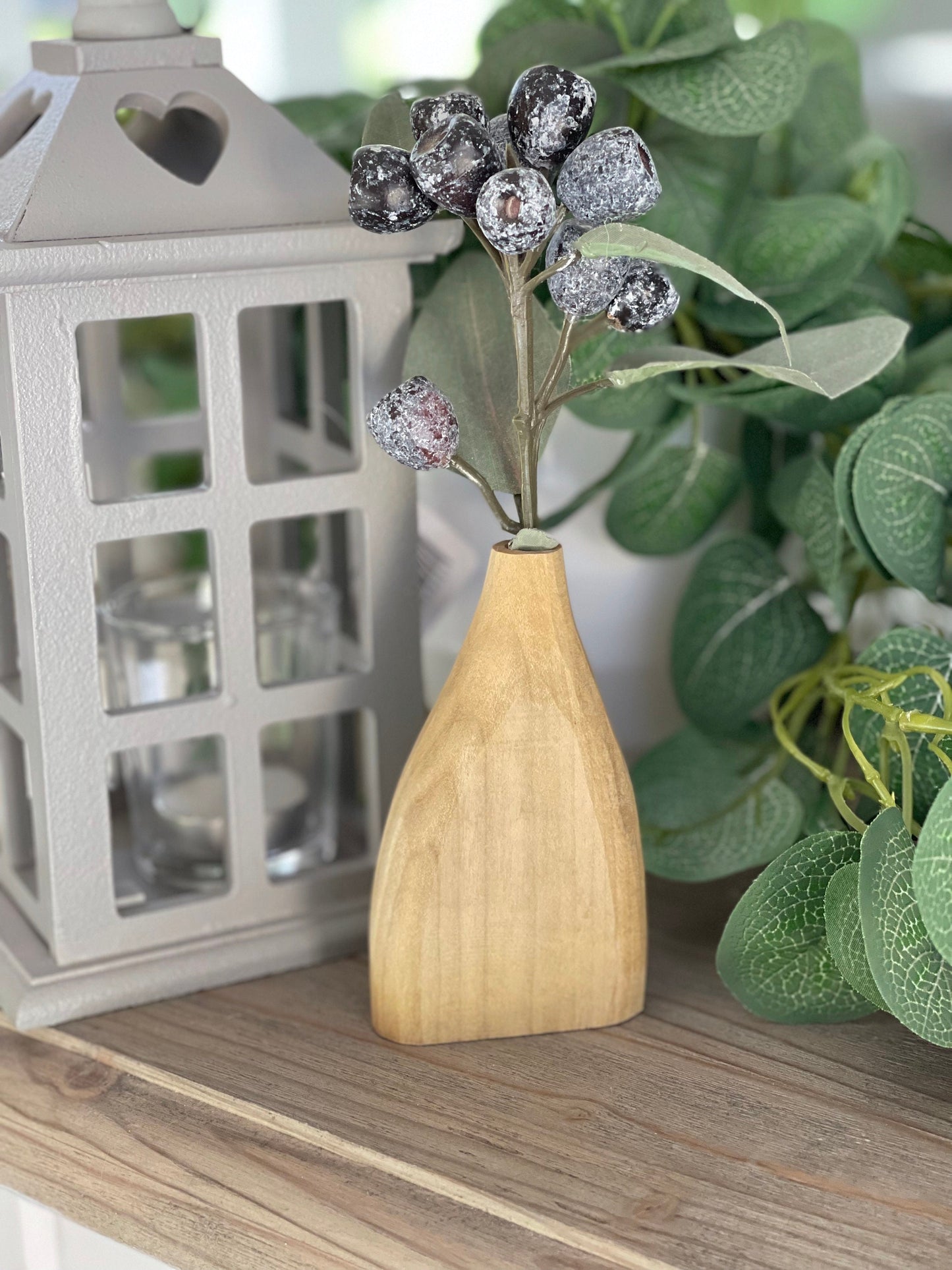 East of India Hand Carved Vase Dark/Light Wood