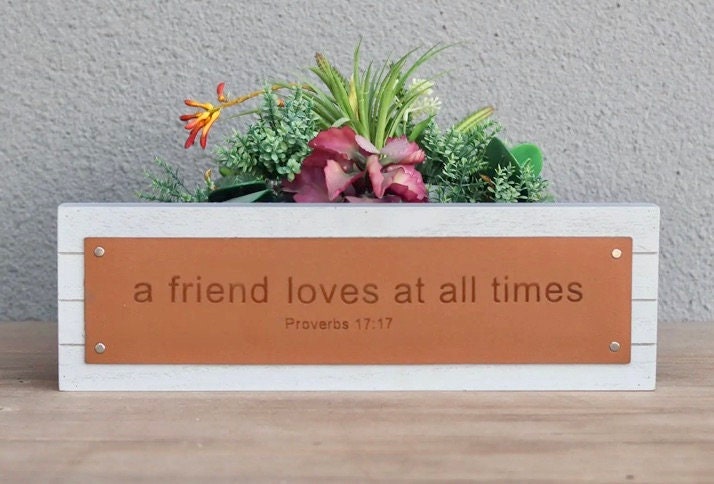 Faux Leather Engraved Wood Block Wall Sign