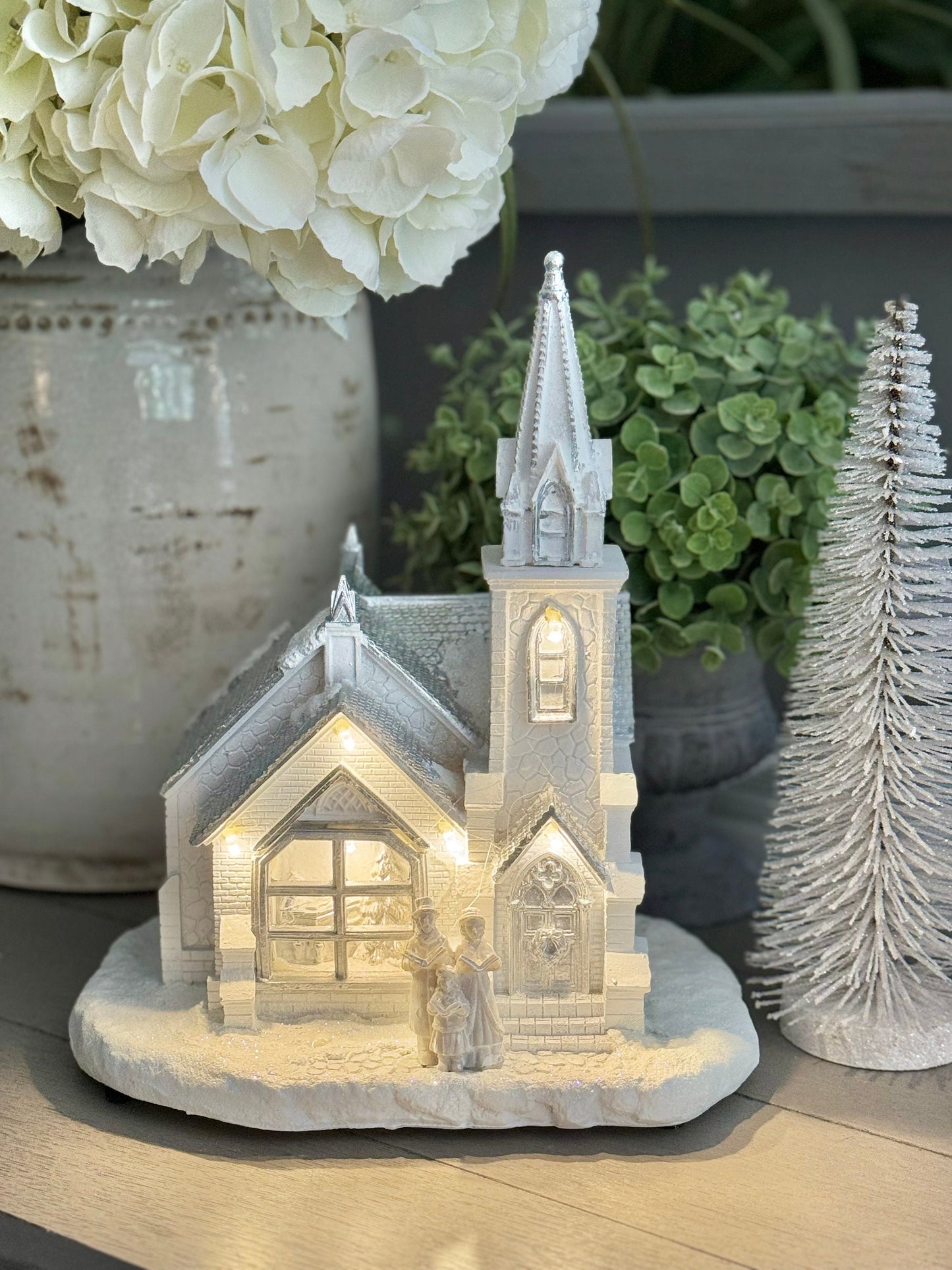 LED Light Up White And Silver Church Decoration
