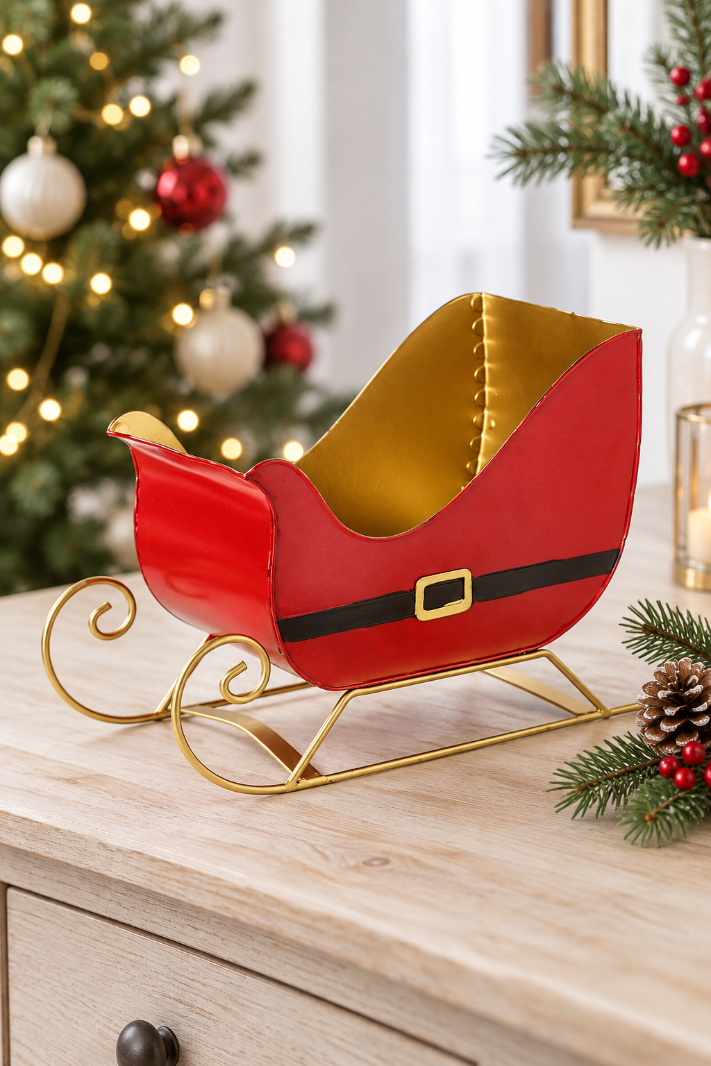 Red Metal Sleigh