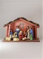 Gisela Graham Ceramic Nativity Set with Wood Stable