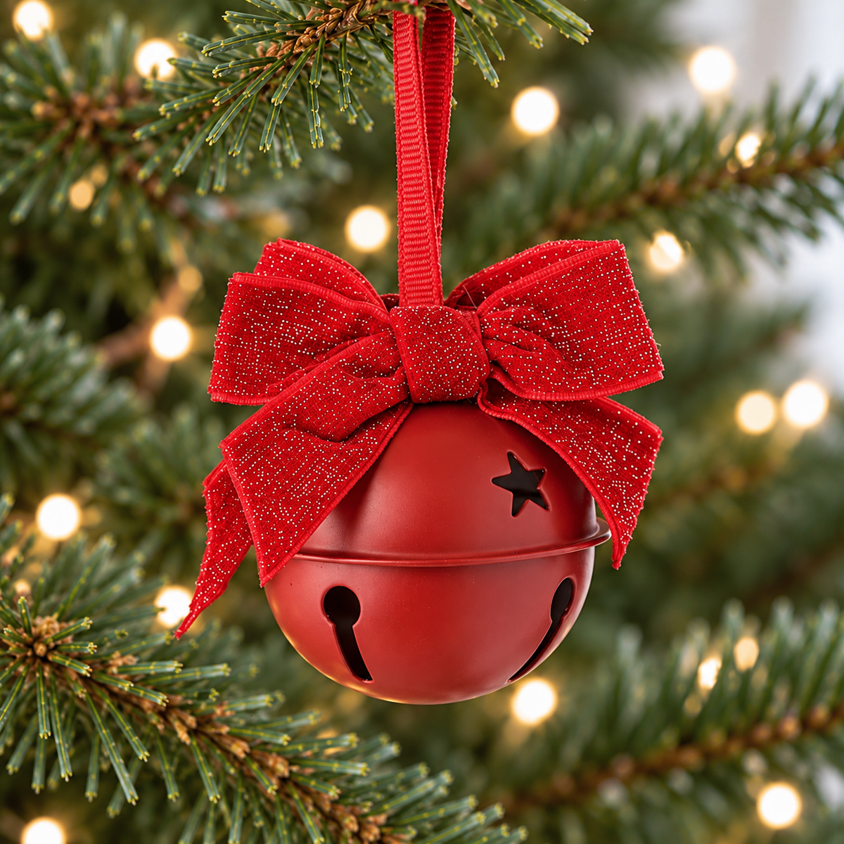 Red And Green Round Christmas Bells with Bows