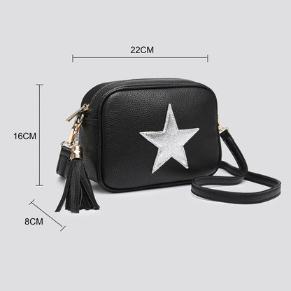 Khaki Cross Body Handbag with Silver Star