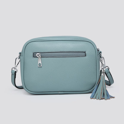 Cadet Blue Cross Body Handbag with Silver Star
