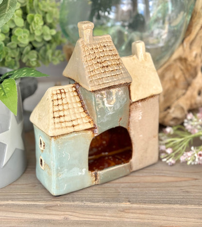 Tiled Three Houses Tealight Holder