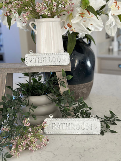 Cast Iron White Sign -  The Loo, Bathroom