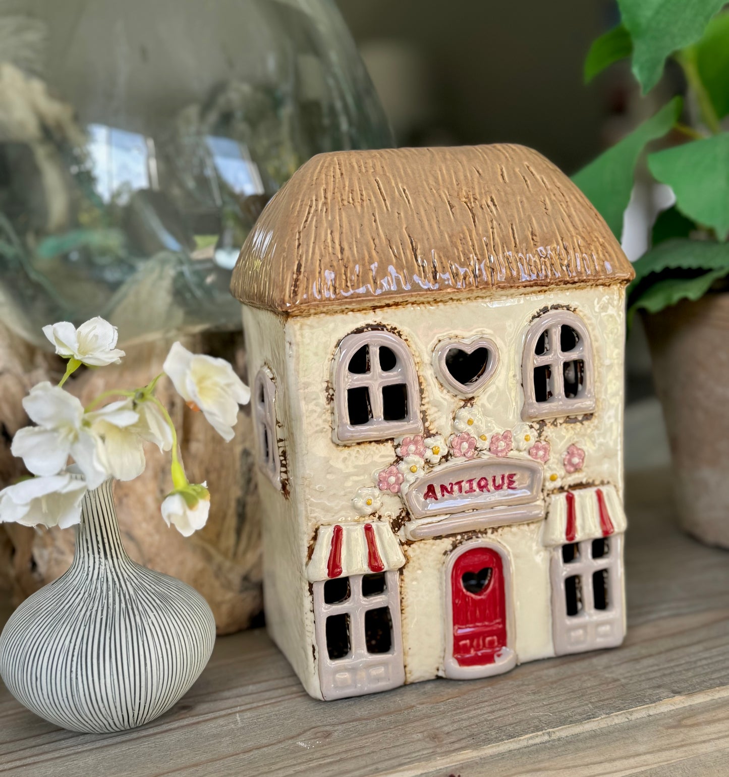 Ceramic Antique Shop/Cottage Candle Holder