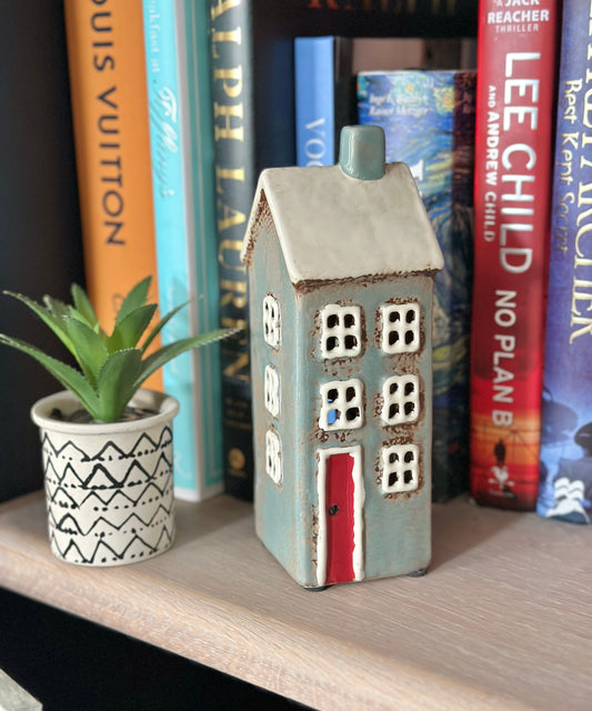 Glazed Ceramic Town House Tea light