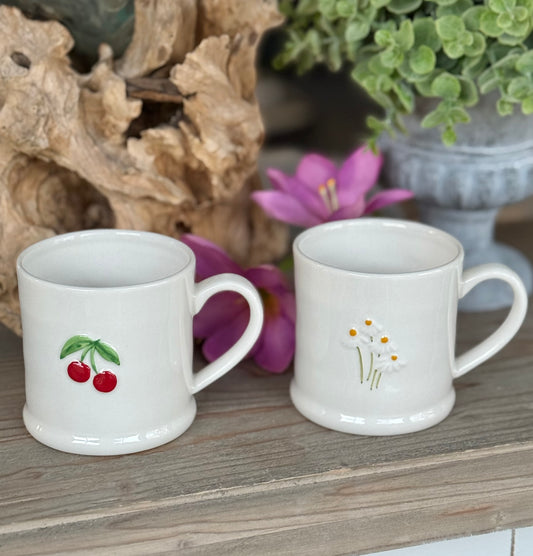 Gisela Graham Embossed Mini Mugs - Cherry, Strawberry, Daisies
