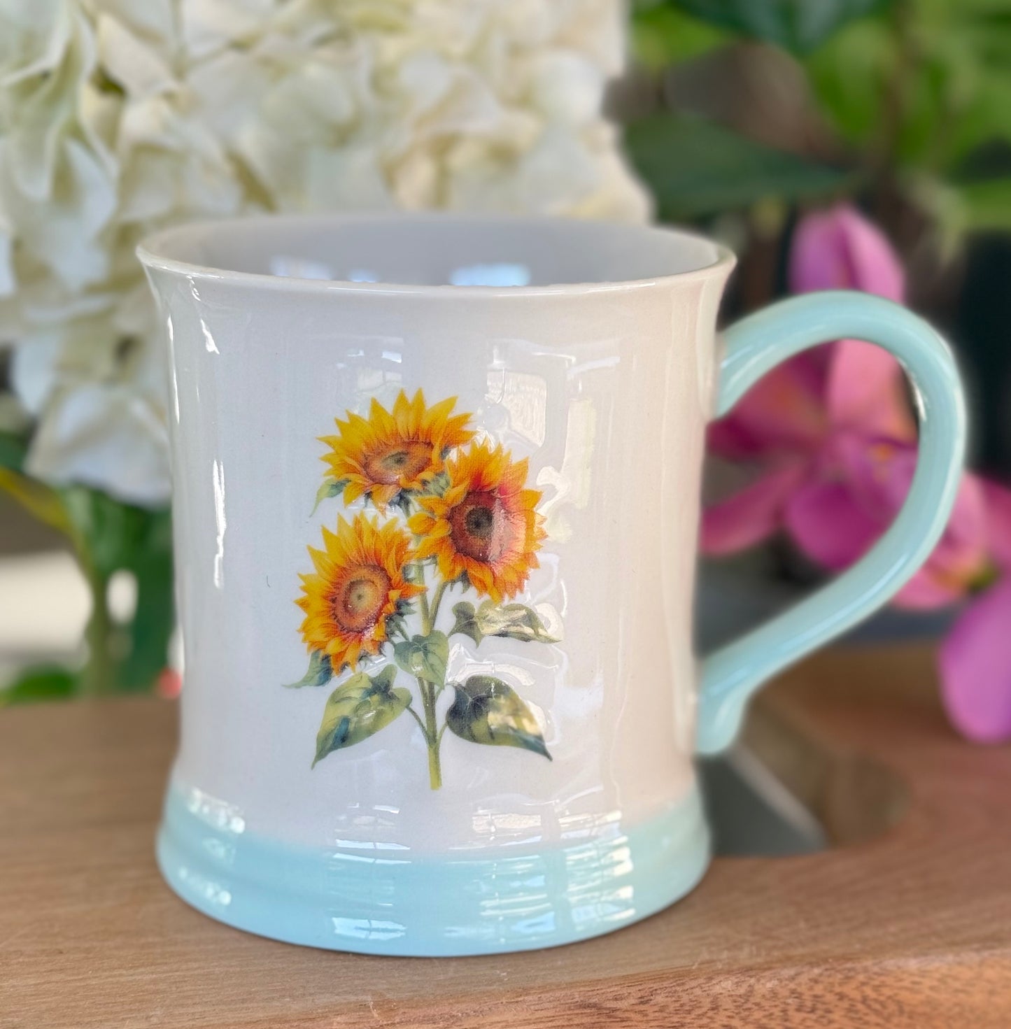 Stoneware Embossed Mug - Rose, Sunflower, Thistle, Bluebells, Daffodil and Poppy