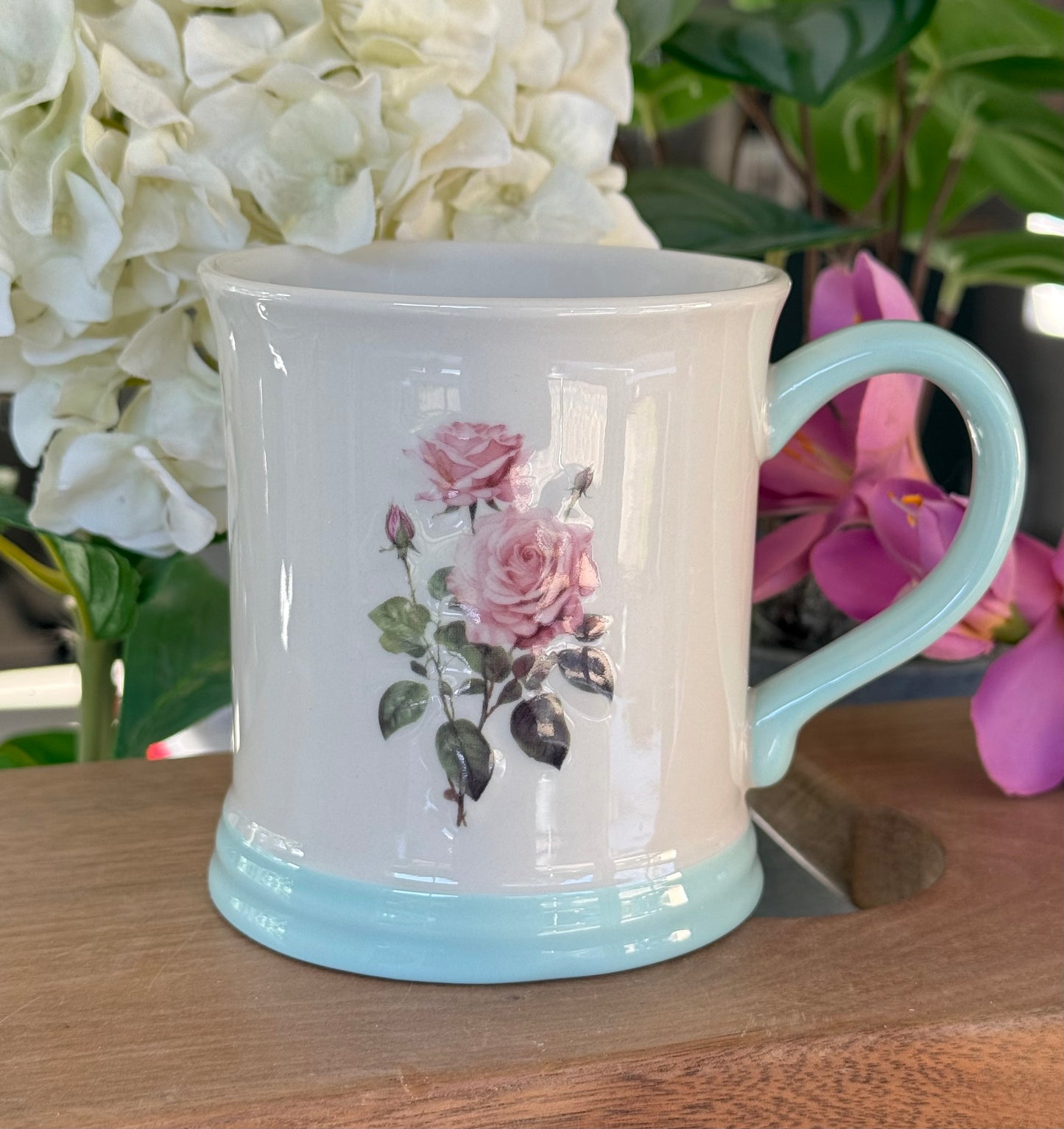 Stoneware Embossed Mug - Rose, Sunflower, Thistle, Bluebells, Daffodil and Poppy