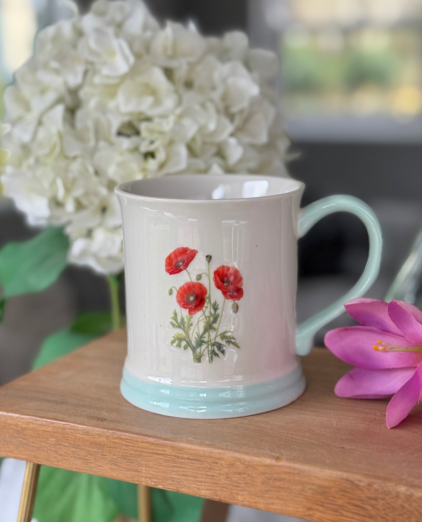 Stoneware Embossed Mug - Rose, Sunflower, Thistle, Bluebells, Daffodil and Poppy