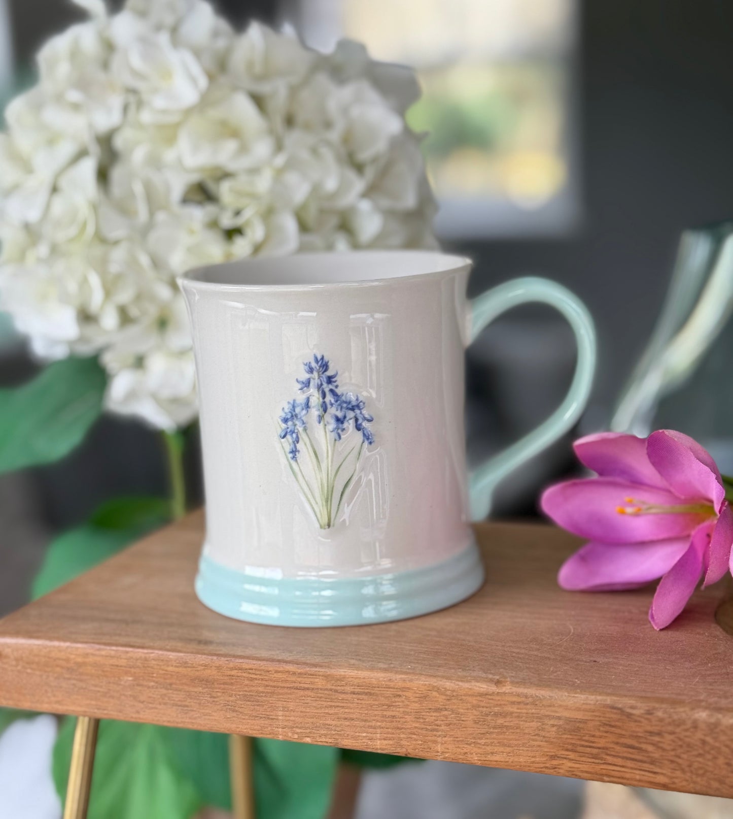 Stoneware Embossed Mug - Rose, Sunflower, Thistle, Bluebells, Daffodil and Poppy