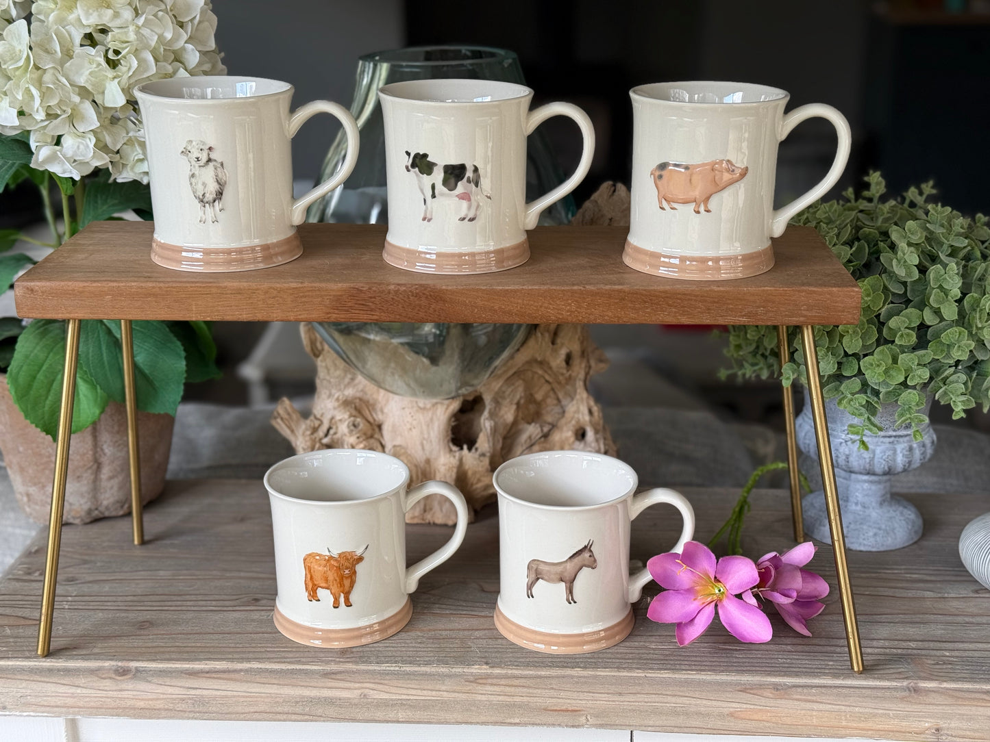 Stoneware Embossed Mug - Sheep, Cow, Pig, Highland Cow and Donkey
