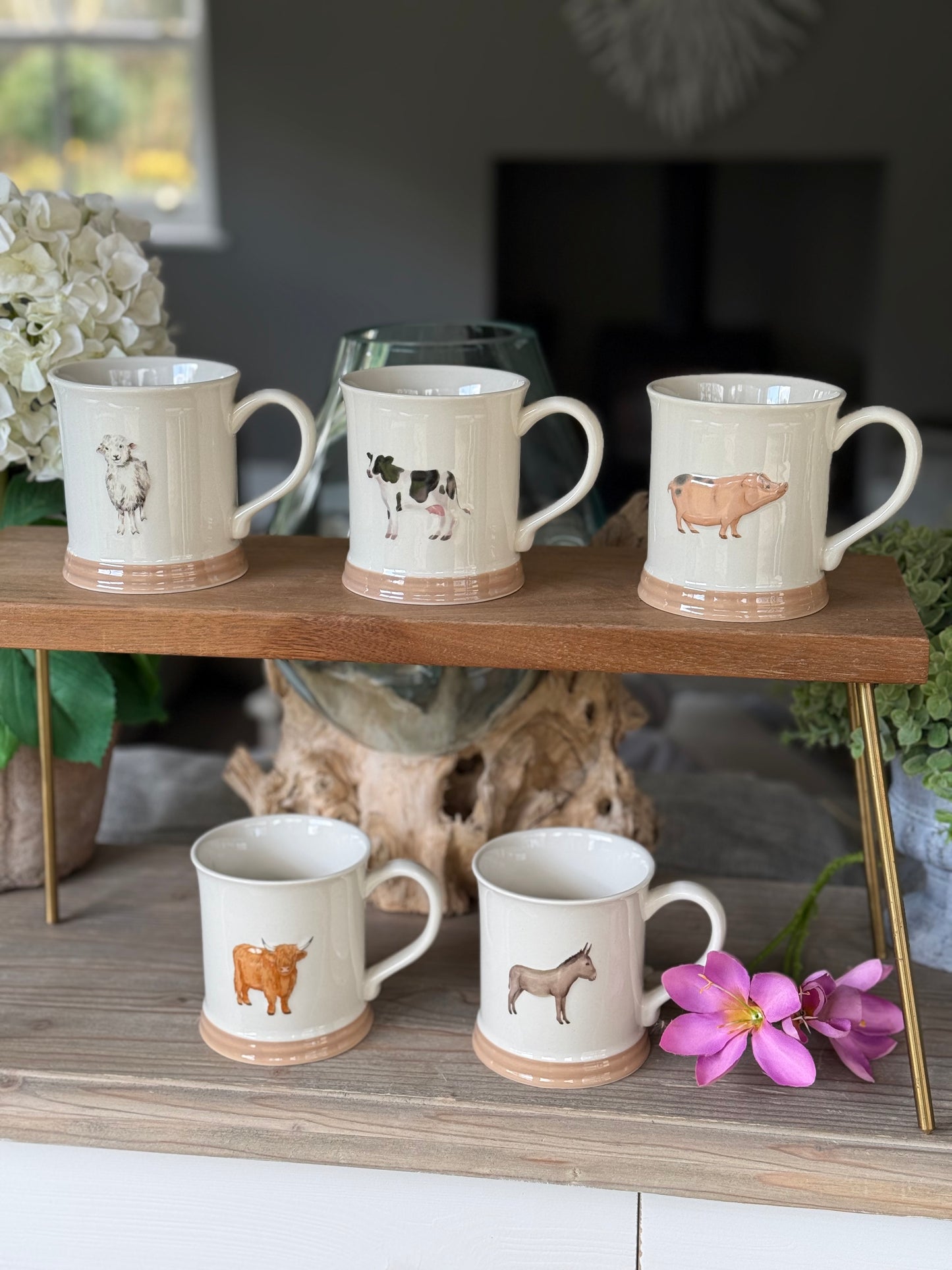 Stoneware Embossed Mug - Sheep, Cow, Pig, Highland Cow and Donkey