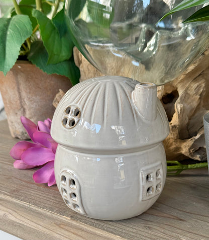 White Porcelain Mushroom LED House