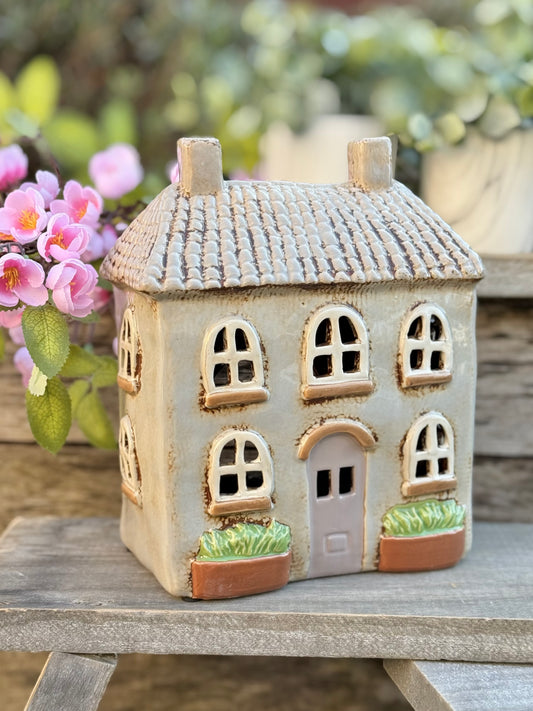 French Country Cream Chateau Candle Holder