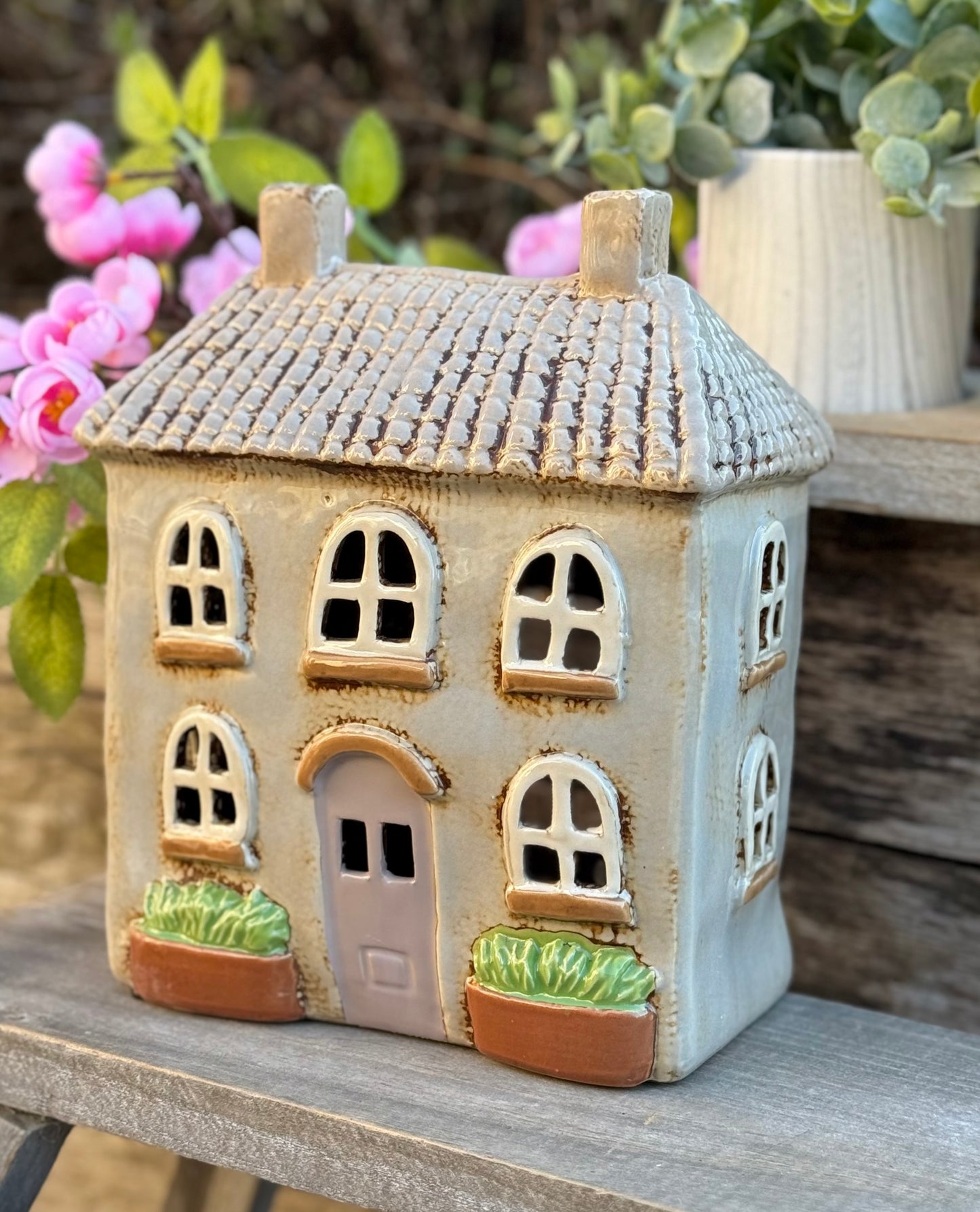 French Country Cream Chateau Candle Holder