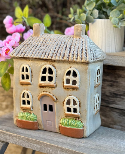 French Country Cream Chateau Candle Holder