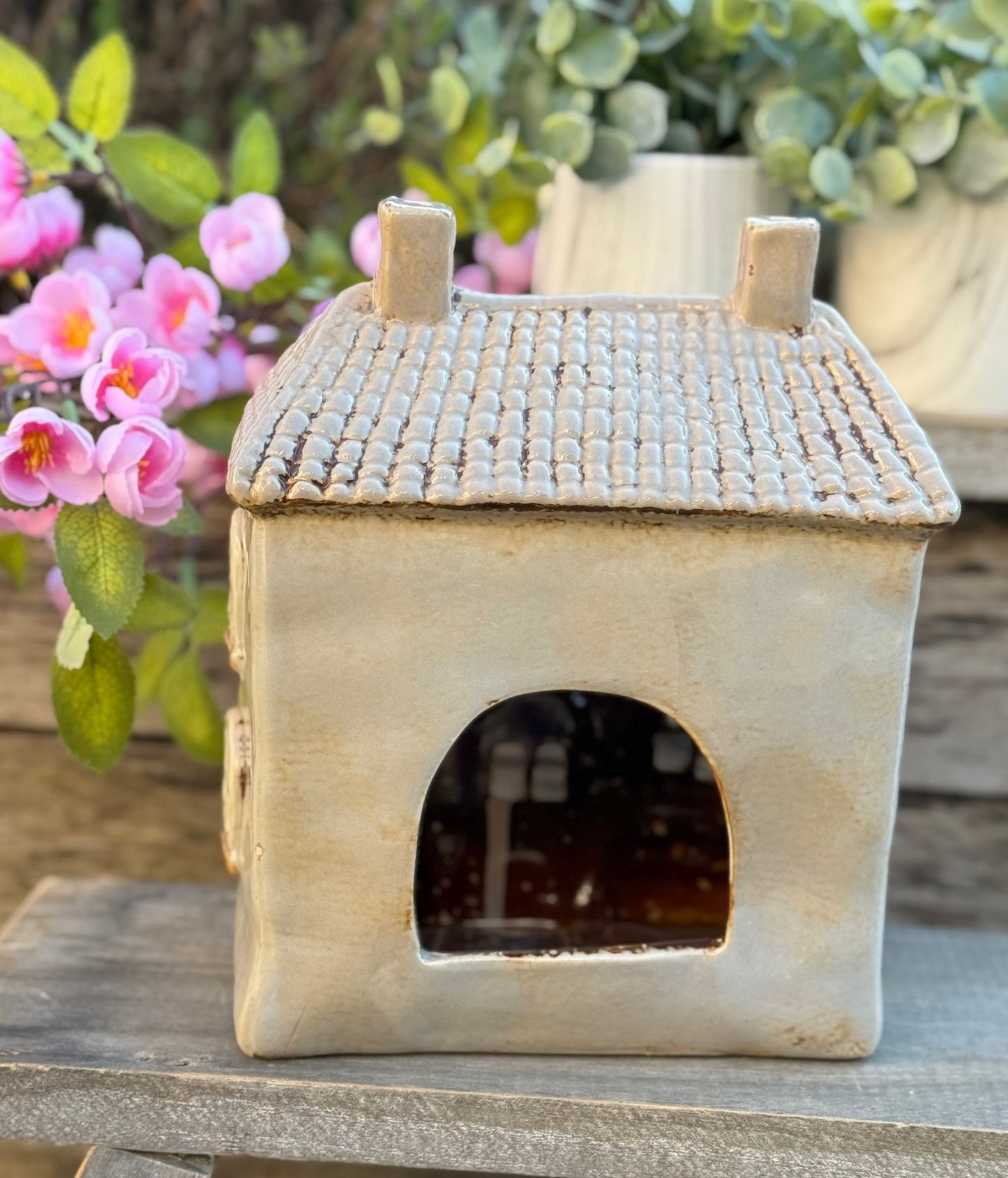 French Country Cream Chateau Candle Holder