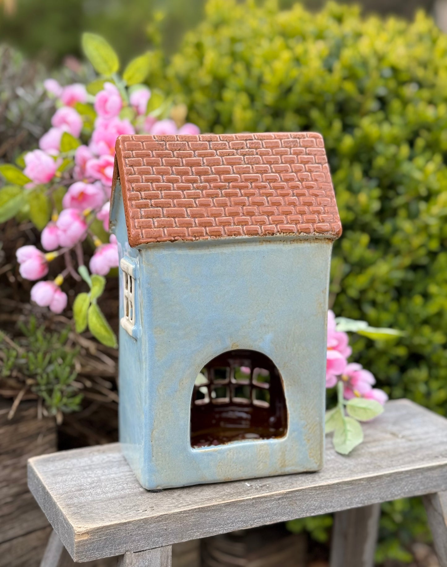 Blue Village Old Bakery Ceramic Tealight House
