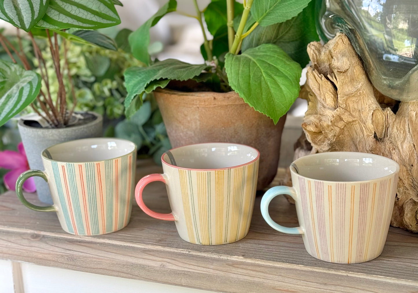 Ella Stipey Stoneware Mugs 12.5cm - 3 Colour Options Available
