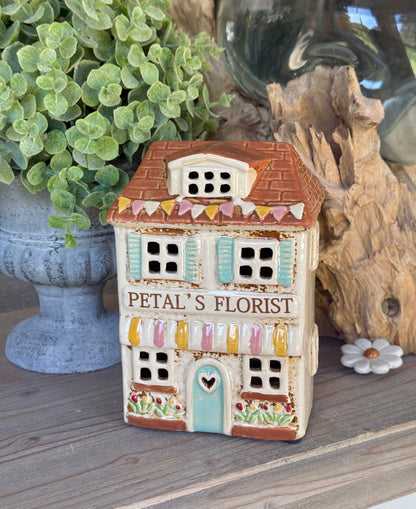 Ceramic Village Florist Tealight/Candle Holder