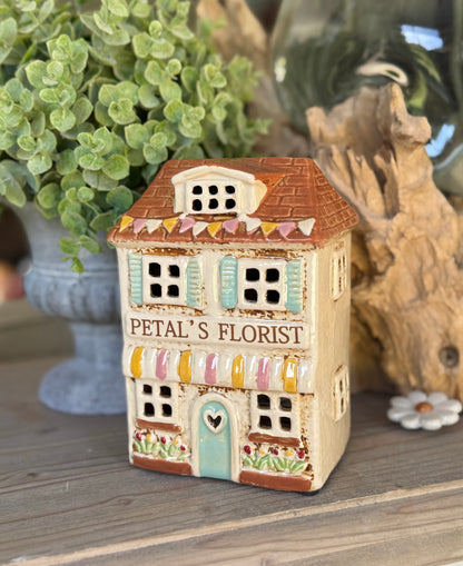 Ceramic Village Florist Tealight/Candle Holder