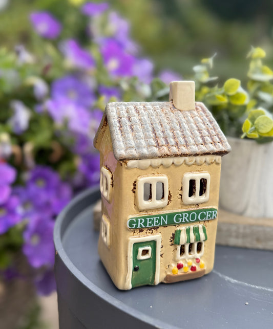 Ceramic Village Green Grocer Candle Holder