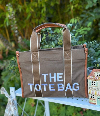 New Embroidered Tote Bag - Camel