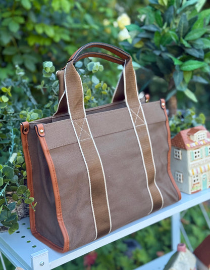 New Embroidered Tote Bag - Camel
