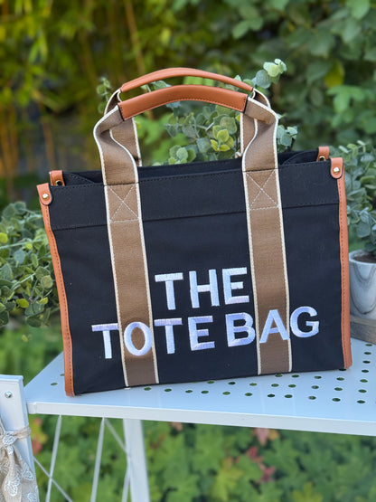 New Embroidered Tote Bag - Black