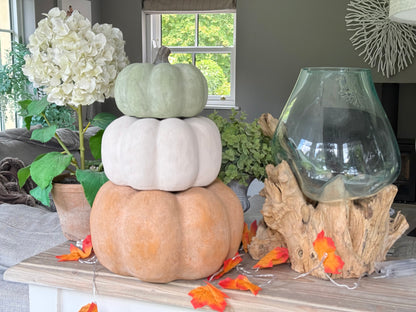 Small Dusty Green Ceramic Pumpkin