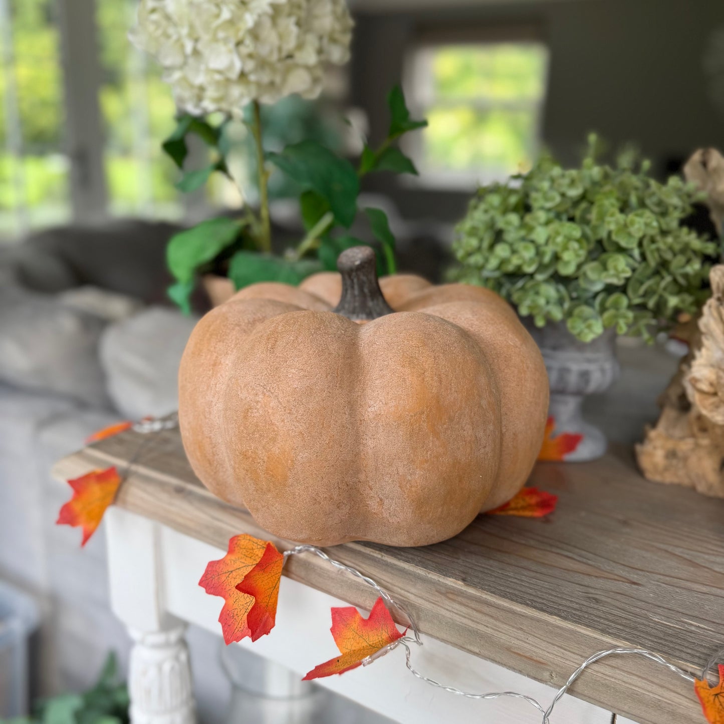 Pale Orange Large Ceramic Pumpkin
