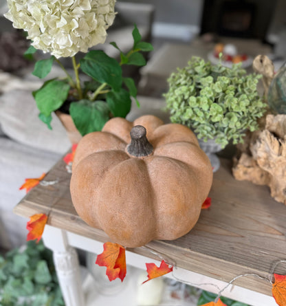 Pale Orange Large Ceramic Pumpkin