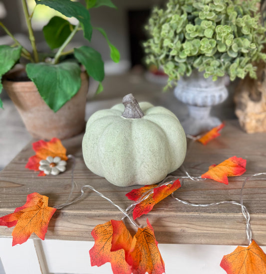 Small Dusty Green Ceramic Pumpkin