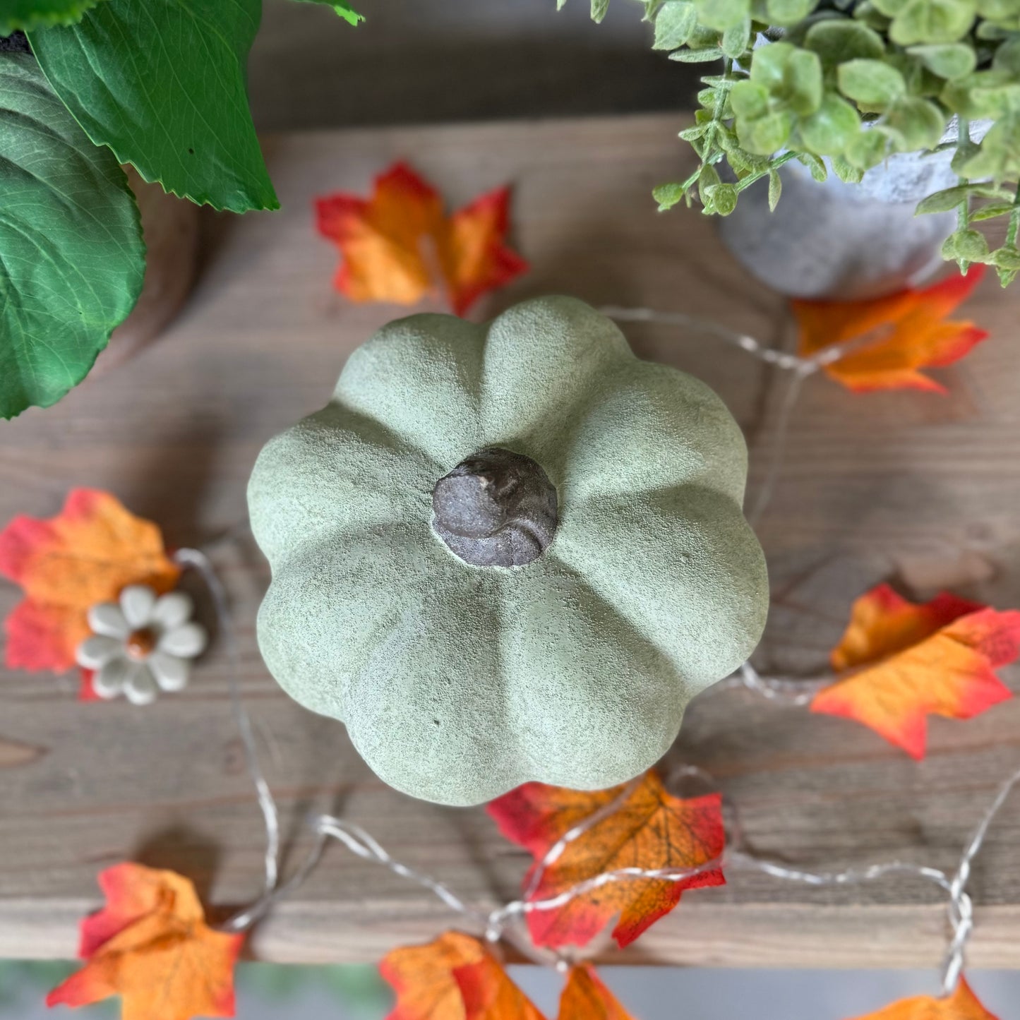 Small Dusty Green Ceramic Pumpkin