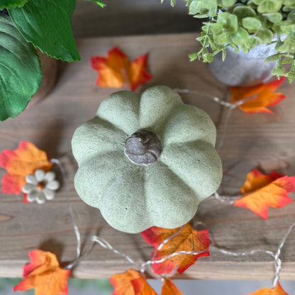 Small Dusty Green Ceramic Pumpkin