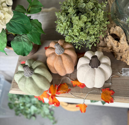 Medium Cotton White Ceramic Jack O’Lantern Pumpkin