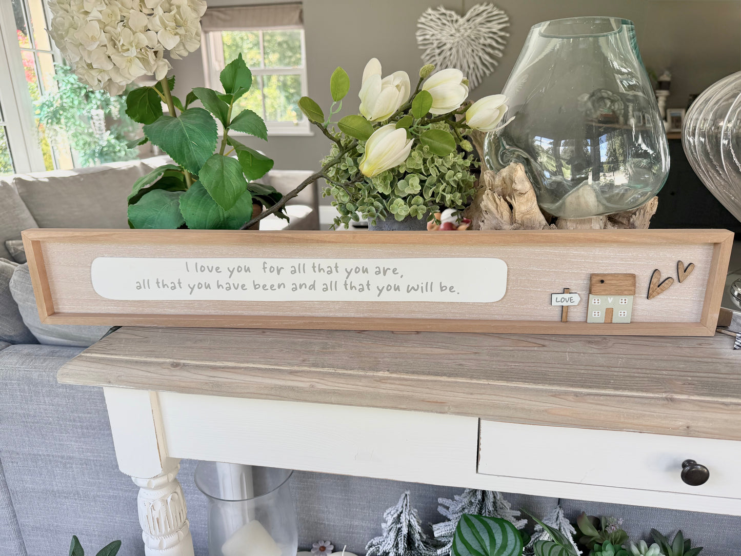 Rectangle Wooden Sign 'I Love You For All You Are with Hearts and Home Decor