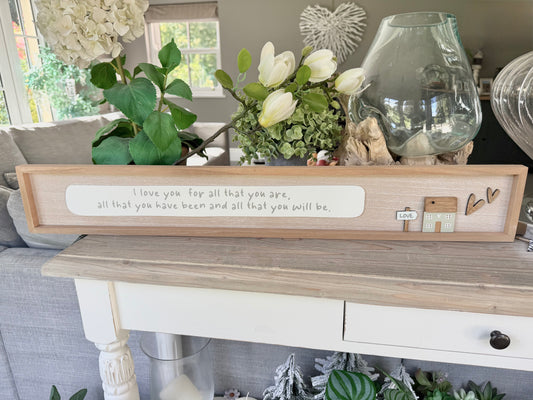 Rectangle Wooden Sign 'I Love You For All You Are with Hearts and Home Decor